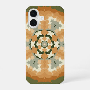 Retro Mandala Orange Green and White iPhone 16 Case