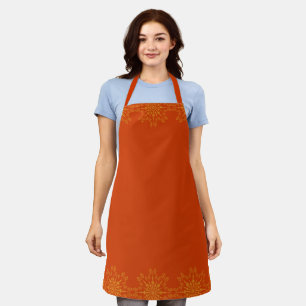 Retro Mandala Papaya Medium Apron
