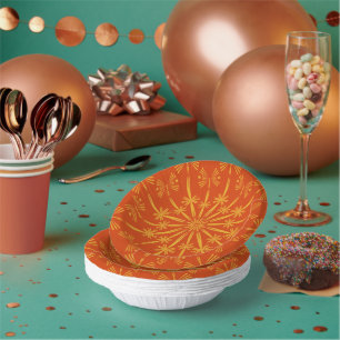 Retro Mandala Papaya Paper Bowls Plate