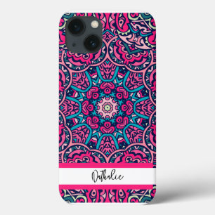 Retro Mandala Pattern with Name Luxury iPhone 13 Case