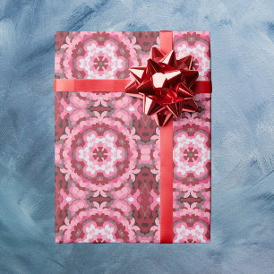 Retro Mandala Pink Red and White Wrapping Paper