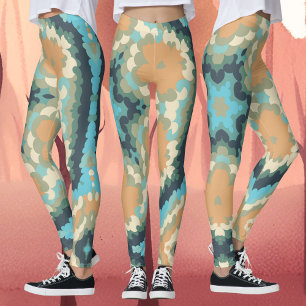 Retro Mandala Purple Pink and Blue Leggings