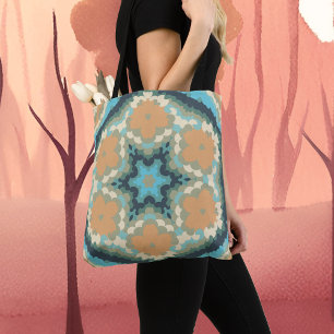 Retro Mandala Purple Pink and Blue Tote Bag
