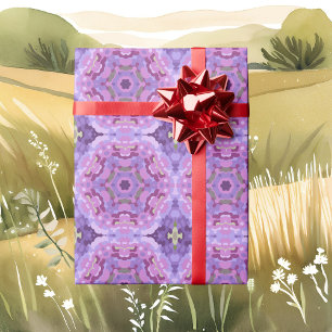 Retro Mandala Purple Pink and Blue Wrapping Paper
