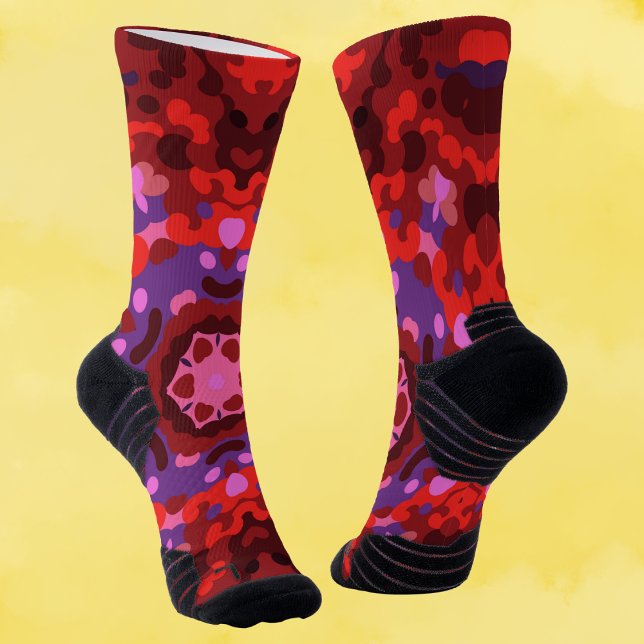 Retro Mandala Red and Purple Socks (Creator Uploaded)