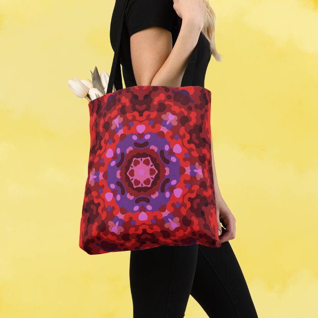 Retro Mandala Red and Purple Tote Bag (Creator Uploaded)