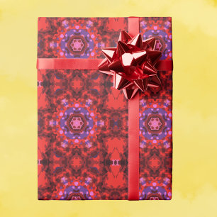 Retro Mandala Red and Purple Wrapping Paper