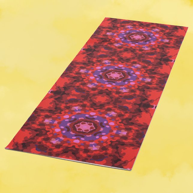 Retro Mandala Red and Purple Yoga Mat (Creator Uploaded)