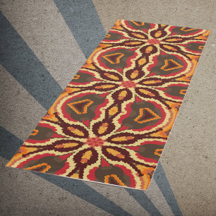 Retro Mandala Red Orange and Brown Yoga Mat