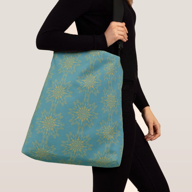Retro Mandala Teal Crossbody Bag (Close Up)