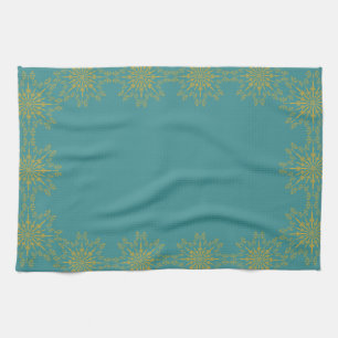 Retro Mandala Teal Kitchen Towel