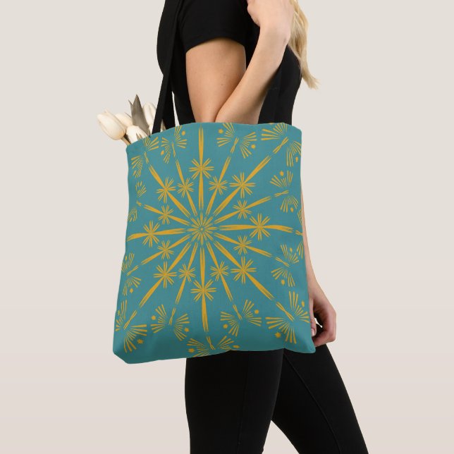 Retro Mandala Teal Tote (2 Sizes) Bag (Close Up)