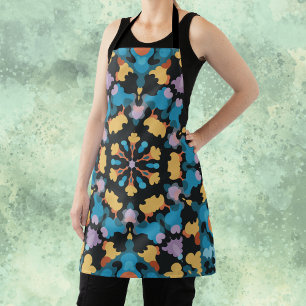 Retro Mandala Yellow Blue and Orange Apron