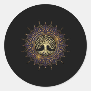 Retro Mandalas Vibe Tree Retro Tree Of The Mystica Classic Round Sticker