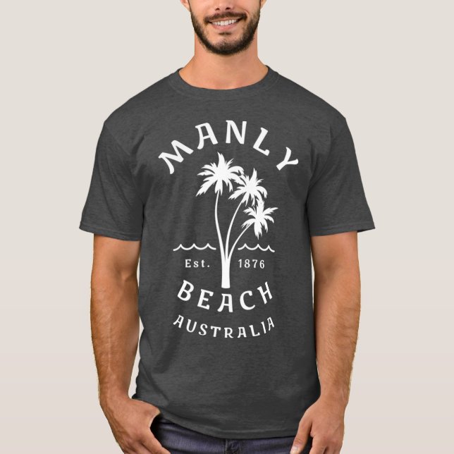 Retro Manly Beach Original Australia Graphic T-Shirt (Front)