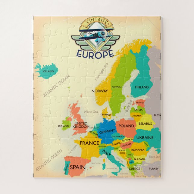 Retro Map Of Europe. Jigsaw Puzzle (Vertical)