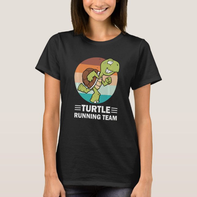 Retro  Marathoner Marathon Runner Turtle Running T T-Shirt (Front)