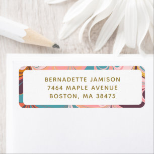 Retro Marble Swirl Personalised Return Address Label