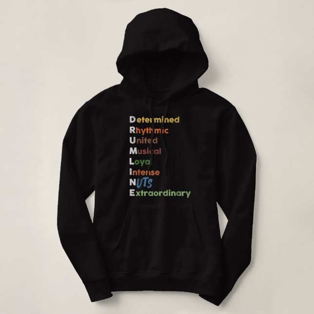 Retro Marching Band Drum Corps Drumline Hoodie (Design Front)