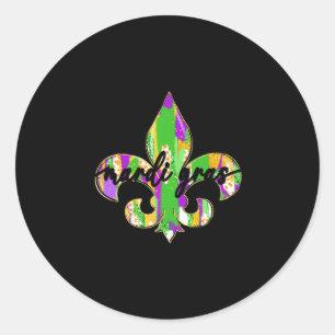 Retro Mardi Gras 2025 Louisiana New Orleans Women Classic Round Sticker