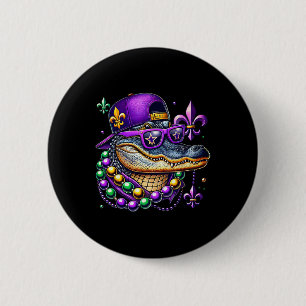Retro Mardi Gras Alligator Mardigator Crocodile Fu 6 Cm Round Badge