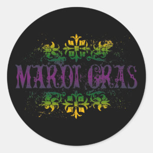 Retro Mardi Gras Classic Round Sticker
