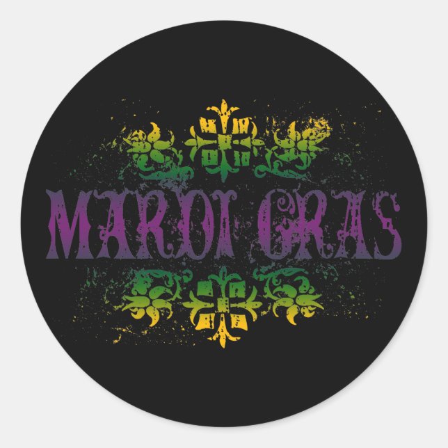 Retro Mardi Gras Classic Round Sticker (Front)
