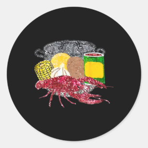 Retro Mardi Gras Crawfish Season Print  Classic Round Sticker