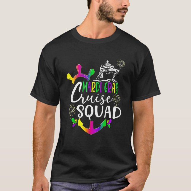 Retro Mardi Gras Cruise Squad Matching Group T-Shirt (Front)