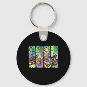 Retro Mardi Gras Fleur De Lis King Cake Louisiana  Key Ring