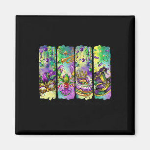 Retro Mardi Gras Fleur De Lis King Cake Louisiana Magnet