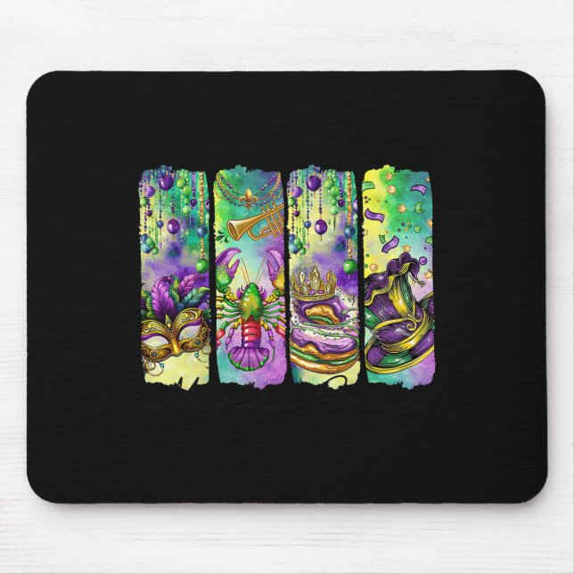 Retro Mardi Gras Fleur De Lis King Cake Louisiana  Mouse Pad (Front)
