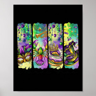 Retro Mardi Gras Fleur De Lis King Cake Louisiana Poster