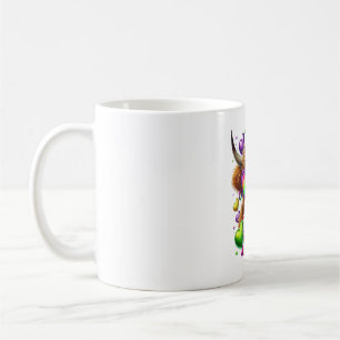 Retro Mardi Gras , Highland Cow Coffee Mug