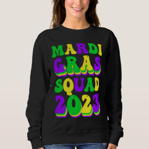 Retro Mardi Gras Squad 2023 Leopard Print Family M Sweatshirt