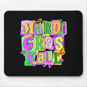 Retro Mardi Gras Yall Coquette Bow New Orleans Car Mouse Pad