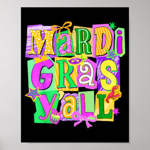 Retro Mardi Gras Yall Coquette Bow New Orleans Car Poster