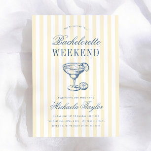Retro Margarita Preppy Bachelorette Weekend Invitation