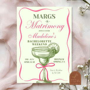 Retro Margaritas and Matrimony Bachelorette Invitation