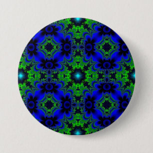 Retro Margeriten u. Sterne Artdeco in grün blau 7.5 Cm Round Badge