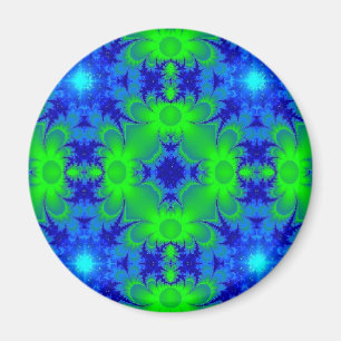 Retro Margeriten u. Sterne Artdeco in grün blau Magnet