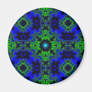 Retro Margeriten u. Sterne Artdeco in grün blau Magnet