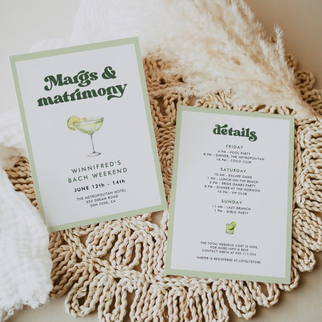 Retro Margs and Matrimony Bachelorette Weekend Invitation (Creator Uploaded)