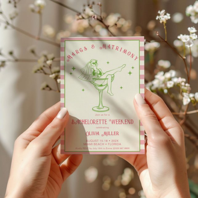 Retro Margs & Matrimony Bachelorette weekend Invitation (Creator Uploaded)