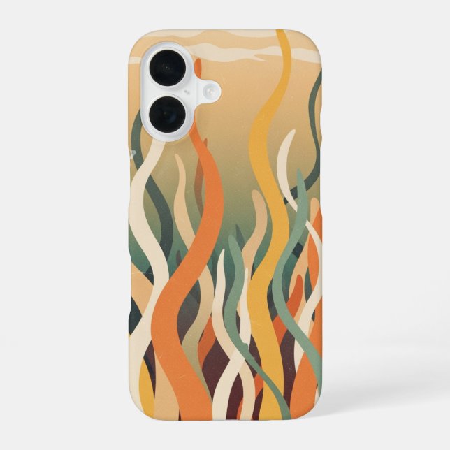 Retro Marine Plants iPhone 16 Case (Back)