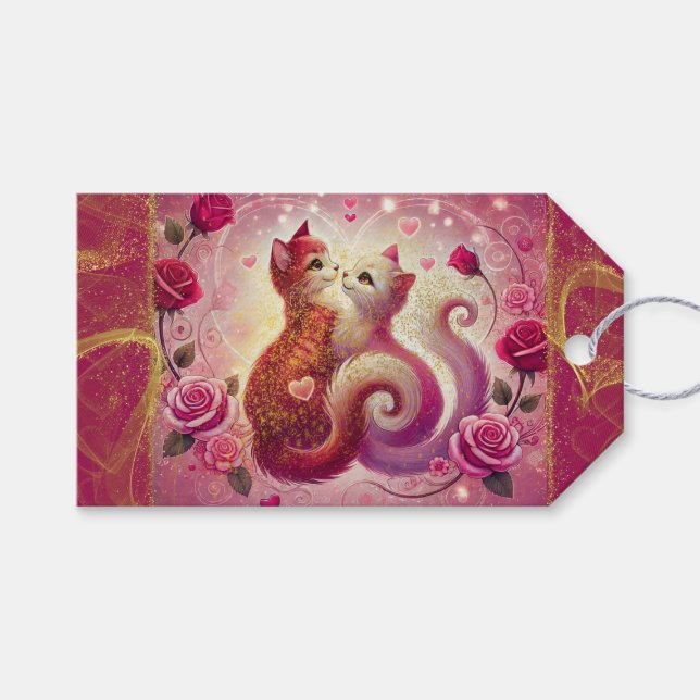 Retro Maroon Cat - Gift Tags (Front (Horizontal))