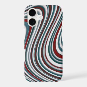 Retro Maroon Red & Teal Blue Abstract Curvy Shapes