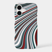 Retro Maroon Red & Teal Blue Abstract Curvy Shapes
