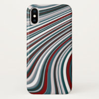 Retro Maroon Red & Teal Blue Abstract Curvy Shapes