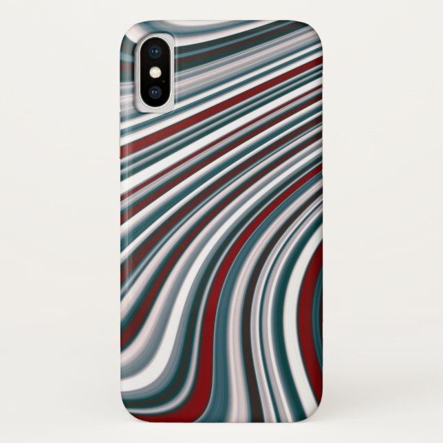 Retro Maroon Red & Teal Blue Abstract Curvy Shapes Case-Mate iPhone Case (Back)